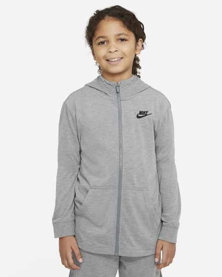 Sudadera Con Capucha Nike Sportswear Kids Full-Zip (Extended Size) Niño Gris Oscuro Negras | TNXRK-5762