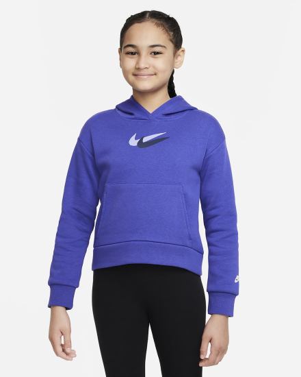 Sudadera Con Capucha Nike Sportswear Kids Fleece Niña Blancas | UXLOM-7485