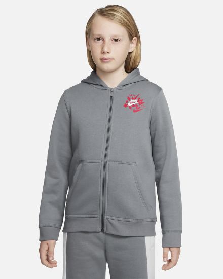 Sudadera Con Capucha Nike Sportswear Kids Full-Zip Niño Gris Rojas | WRMGL-4750
