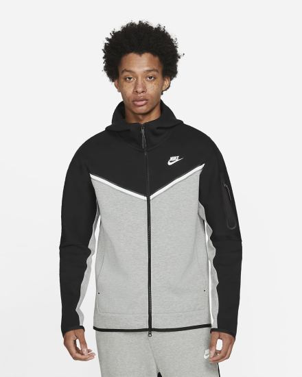 Sudadera Con Capucha Nike Sportswear Tech Fleece Full-Zip Hombre Negras Gris Oscuro Blancas | KXJWT-1437