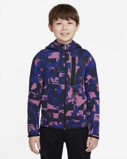 Sudadera Con Capucha Nike Sportswear Tech Fleece Kids Niño Burdeos Claro Obsidian Negras | MGVBE-5304