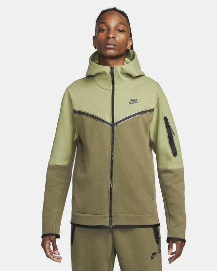 Sudadera Con Capucha Nike Sportswear Tech Fleece Full-Zip Hombre Verde Oliva Negras | WXPDN-8723