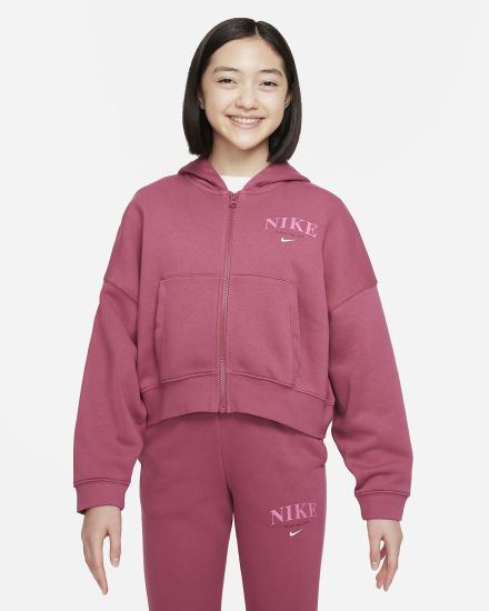 Sudadera Con Capucha Nike Sportswear Trend Kids Full-Zip Fleece Niña Rosas | WNMHV-5214