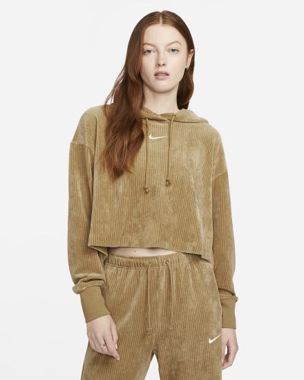 Sudadera Con Capucha Nike Sportswear Velour Cropped Mujer Marrones | MUADZ-9280