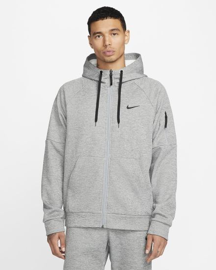 Sudadera Con Capucha Nike Therma-FIT Full-Zip Fitness Hombre Gris Oscuro Negras | LHBZX-8061