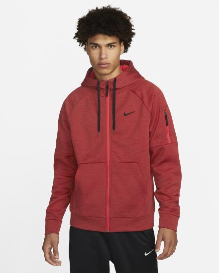 Sudadera Con Capucha Nike Therma-FIT Full-Zip Fitness Hombre Rojas Negras | MKWZN-2857