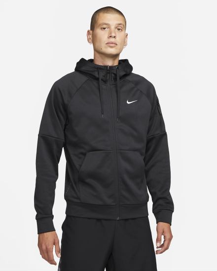 Sudadera Con Capucha Nike Therma-FIT Full-Zip Fitness Hombre Negras Blancas | VQTHL-0615