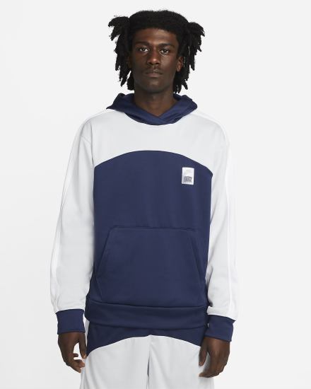 Sudadera Con Capucha Nike Therma-FIT Starting 5 Basketball Hombre Azul Marino Plateadas Blancas Gris | FUZEY-9675