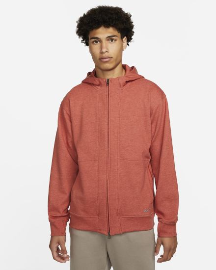 Sudadera Con Capucha Nike Yoga Dri-FIT Full-Zip Fleece Hombre Rojas | YDNMS-0278