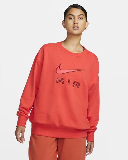 Sudaderas Nike Air Fleece Crew Mujer Rojas Claro Marrones | QFUHS-1354