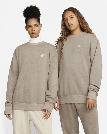 Sudaderas Nike Club Fleece+ Crew Mujer Verde Oliva Gris | YLAQD-5169