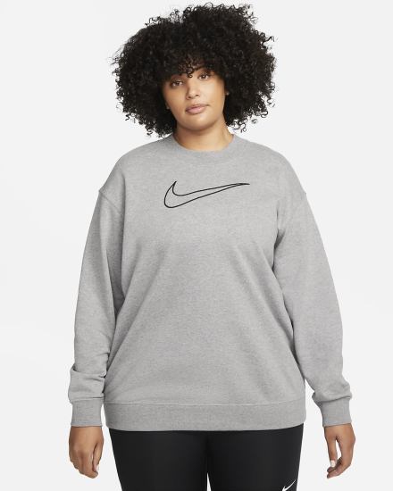 Sudaderas Nike Dri-FIT Get Fit Estampadas Crewneck Mujer Gris Oscuro Negras | WMZBE-7615