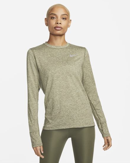 Sudaderas Nike Element Running Crew (Plus Size) Mujer Verde Oliva | HMLXD-6743