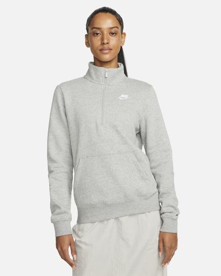 Sudaderas Nike Sportswear Club Fleece 1/2-Zip Mujer Gris Oscuro Blancas | LXUKO-3796