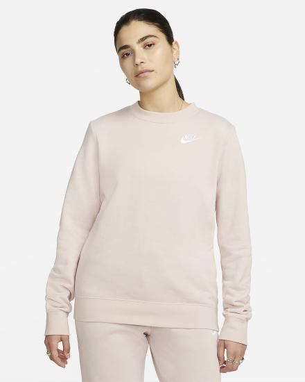 Sudaderas Nike Sportswear Club Fleece Crew-Neck Mujer Rosas Blancas | AGLFC-7596