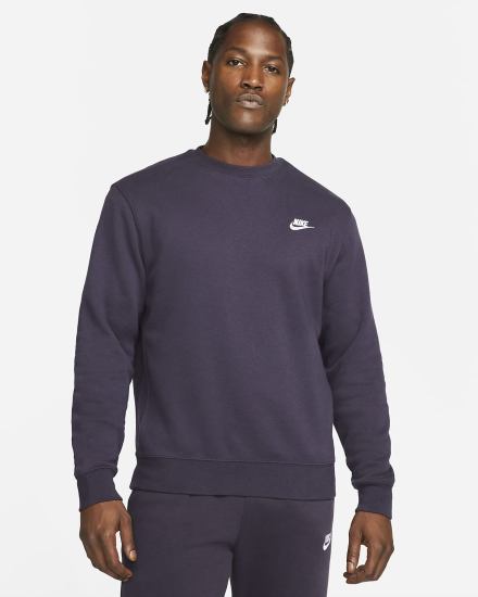 Sudaderas Nike Sportswear Club Fleece Crew Hombre Moradas Blancas | MOLQV-6478