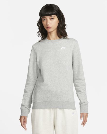 Sudaderas Nike Sportswear Club Fleece Crew-Neck Mujer Gris Oscuro Blancas | UEWFS-4073