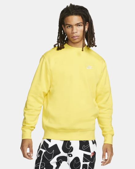 Sudaderas Nike Sportswear Club Fleece Crew Hombre Amarillo Blancas | WOIJT-7956