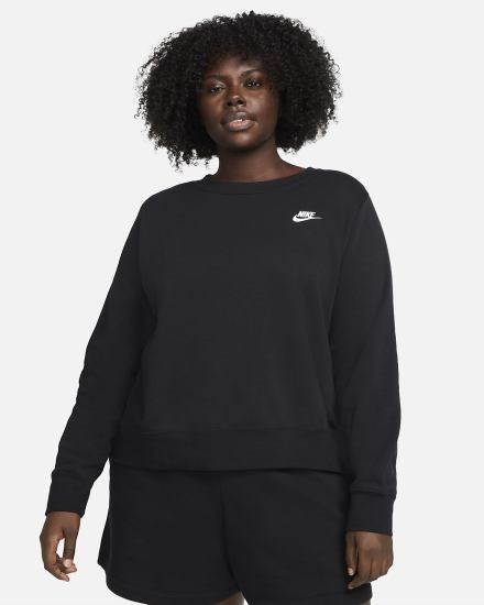 Sudaderas Nike Sportswear Club Fleece Crew-Neck Mujer Negras Blancas | YLECV-9860