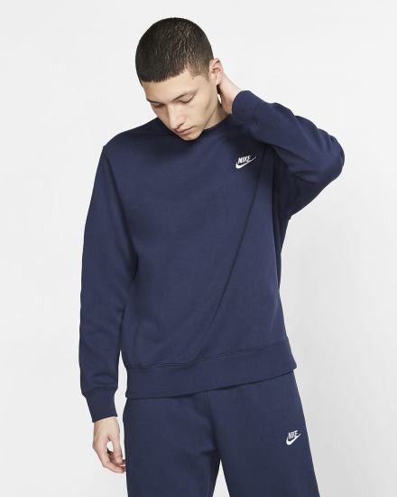 Sudaderas Nike Sportswear Club Fleece Crew Hombre Azul Marino Blancas | YXOVK-7418