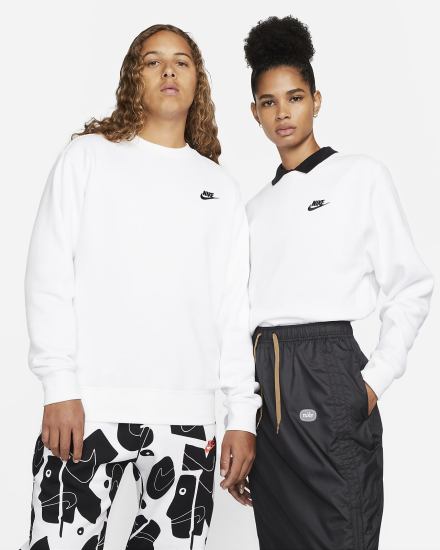 Sudaderas Nike Sportswear Club Fleece Crew Hombre Blancas Negras | ZAUPH-3056