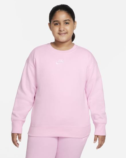 Sudaderas Nike Sportswear Club Fleece Kids Crew (Extended Size) Niña Rosas Blancas | AVLCE-9602