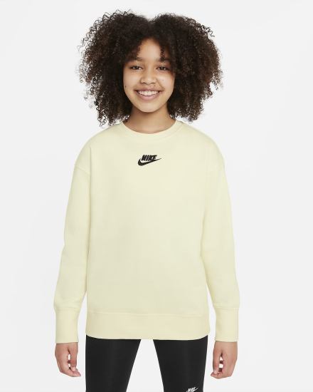 Sudaderas Nike Sportswear Club Fleece Kids Crew (Extended Size) Niña Negras | DJUKX-2639