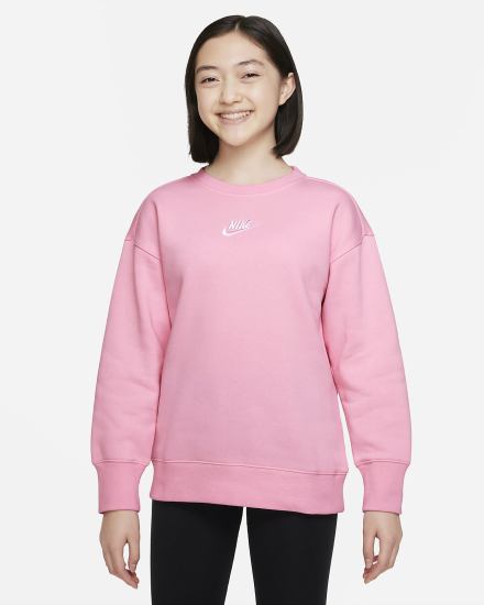 Sudaderas Nike Sportswear Club Fleece Kids Crew (Extended Size) Niña Rosas Blancas | XCAQL-8243