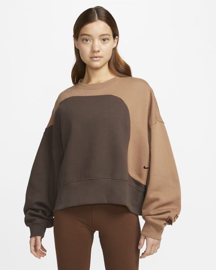 Sudaderas Nike Sportswear Color Clash Fleece Mujer Marrones | FWMKI-6493
