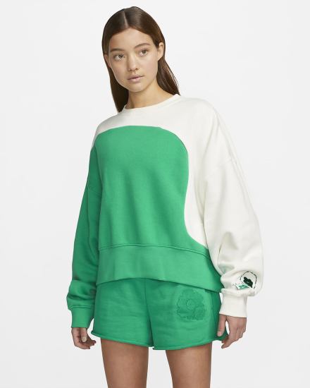 Sudaderas Nike Sportswear Color Clash Fleece Mujer Verde | MYBRU-9145