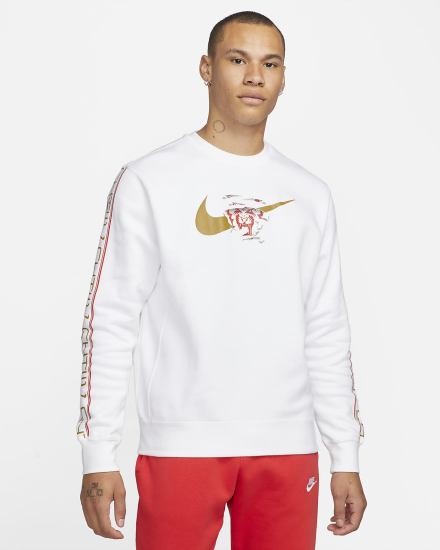 Sudaderas Nike Sportswear Fleece Crew Hombre Blancas | BEARQ-0823