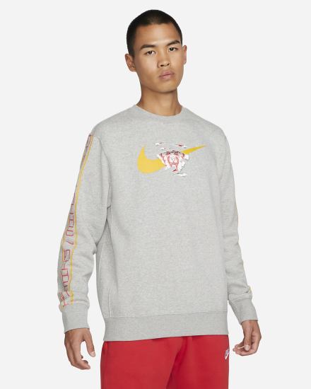 Sudaderas Nike Sportswear Fleece Crew Hombre Gris Oscuro | IDWMB-0214