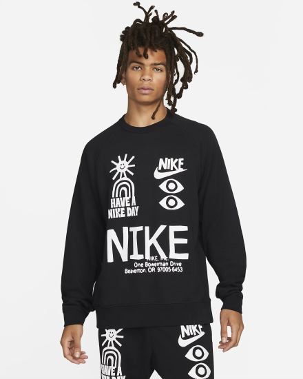 Sudaderas Nike Sportswear French Terry Crew Hombre Negras | HQICO-4750