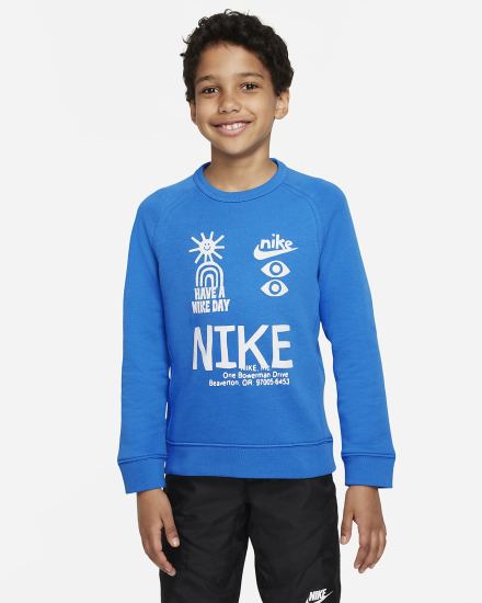 Sudaderas Nike Sportswear Kids French Terry Niño Azules Claro Blancas | OWSGR-5218