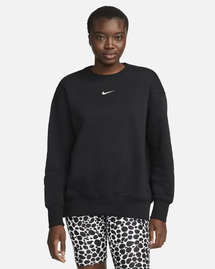 Sudaderas Nike Sportswear Phoenix Fleece Oversized Crewneck Mujer Negras | AMCZS-3205