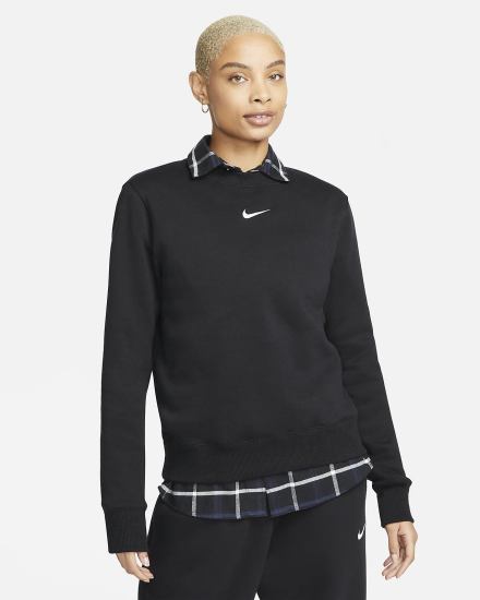 Sudaderas Nike Sportswear Phoenix Fleece Crew-Neck Mujer Negras | BAJVT-6503