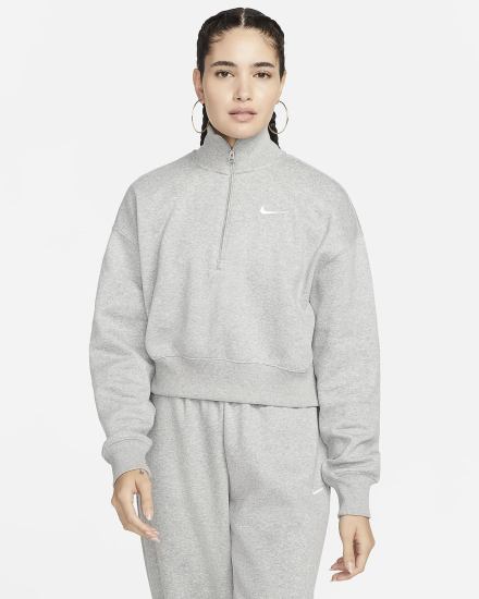 Sudaderas Nike Sportswear Phoenix Fleece Oversized 1/2-Zip Crop Mujer Gris Oscuro | FWDBY-5093
