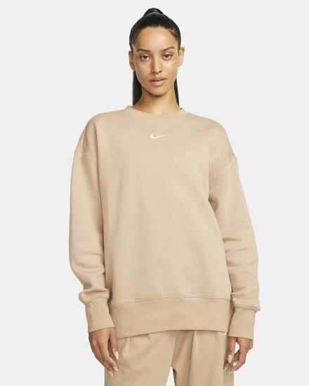 Sudaderas Nike Sportswear Phoenix Fleece Oversized Crewneck Mujer Beige | JOMEL-9648