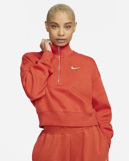 Sudaderas Nike Sportswear Phoenix Fleece Oversized 1/2-Zip Crop Mujer Naranjas | WQNPB-6013