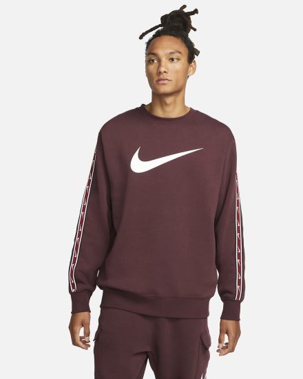 Sudaderas Nike Sportswear Repeat Fleece Hombre Burdeos Blancas | ZILEW-1329
