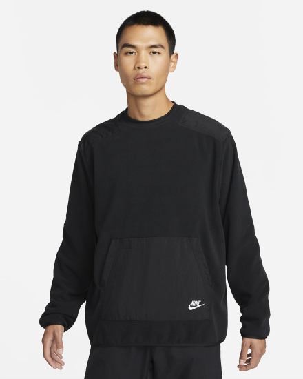 Sudaderas Nike Sportswear Sport Essentials+ Fleece Crew Top Hombre Negras Blancas | XNJVO-8219