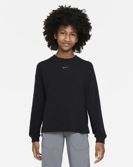 Sudaderas Nike Yoga Dri-FIT Kids Training Top Niña Negras | ZALQR-5831