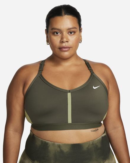 Sujetadores Deportivos Nike Dri-FIT Indy Light-Support Acolchado V-Neck (Plus Size) Mujer Kaki Kaki Blancas | EYNTV-9405