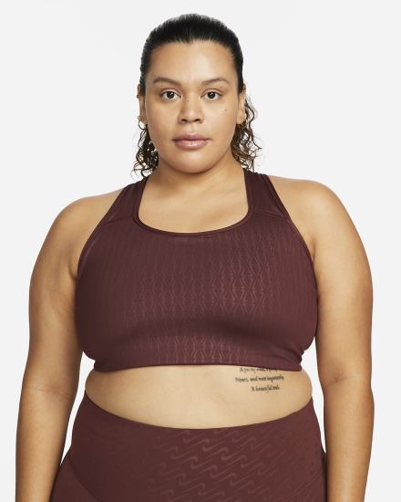 Sujetadores Deportivos Nike Dri-FIT Swoosh Medium-Support 1-Piece Pad (Plus Size) Mujer Marrones Negras | PABEJ-0216