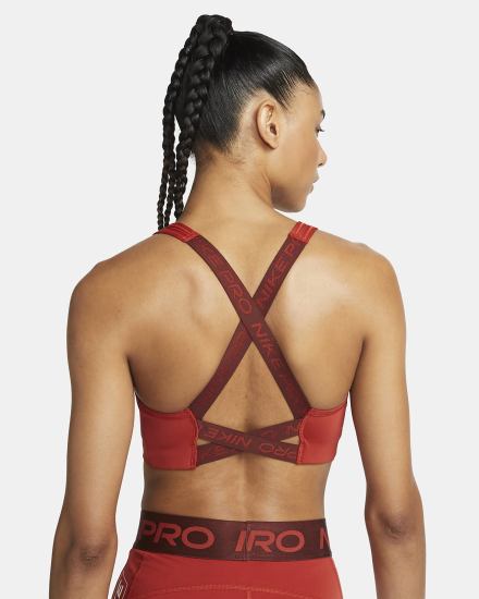 Sujetadores Deportivos Nike Pro Dri-FIT Swoosh Medium-Support Non-Acolchado Estampadas Mujer Marrones Rosas Claro | IAEHY-7138