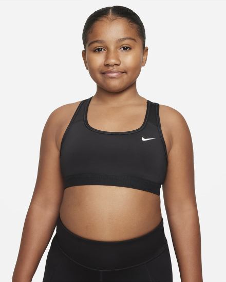 Sujetadores Deportivos Nike Swoosh Kids Niña Negras Blancas | LOGRD-7685