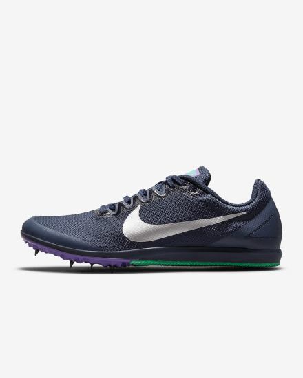 Tenis Clavos Nike Zoom Rival D 10 Track & Field Distance Spikes Hombre Obsidian Turquesa Metal Plateadas | IHOKU-5648