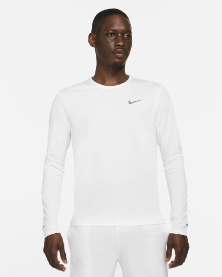 Top Running Nike Dri-FIT Miler Long-Sleeve Hombre Blancas | KPFOC-0478