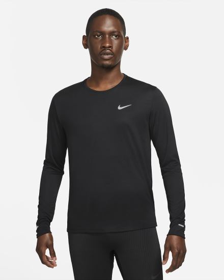 Top Running Nike Dri-FIT Miler Long-Sleeve Hombre Negras | PHXRA-0164