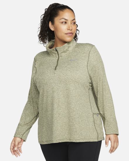 Top Running Nike Element 1/2-Zip (Plus Size) Mujer Verde Oliva | QUSAM-6872